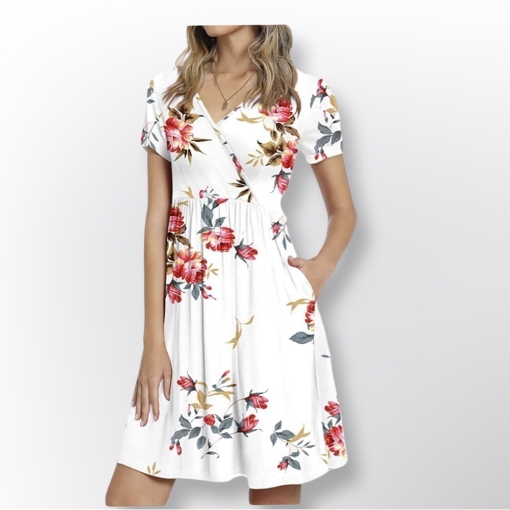 CATHY Women's Floral Summer Casual Dress Short Sleeve NWT Size 2XL